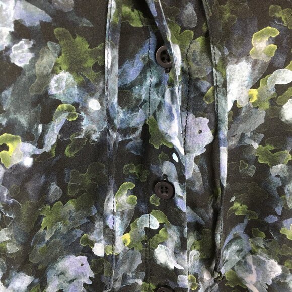 CLOTH & STONE Anthropologie MultiColor Floral Print Tie Collar Button Shirt - Picture 8 of 12